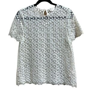 Kate Spade Live Colorfully Sheer Scolloped Hem Ditsy Women’s Blouse Women’s 8